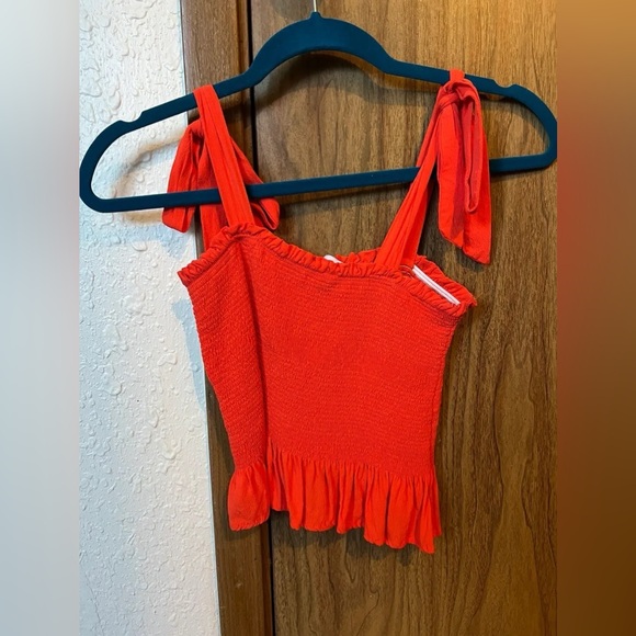 bright coral smocked boutique top - Picture 1 of 2